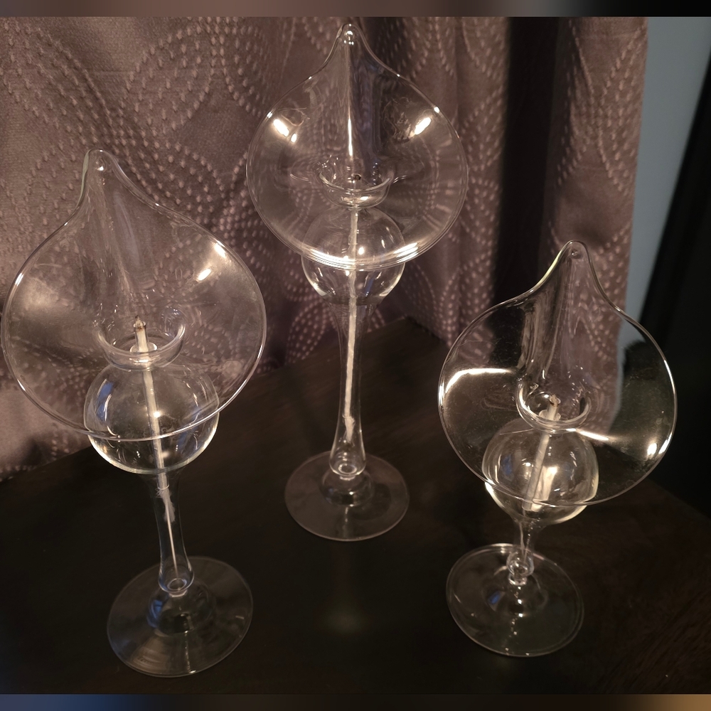 Elegant Clear Glass Candle Holders